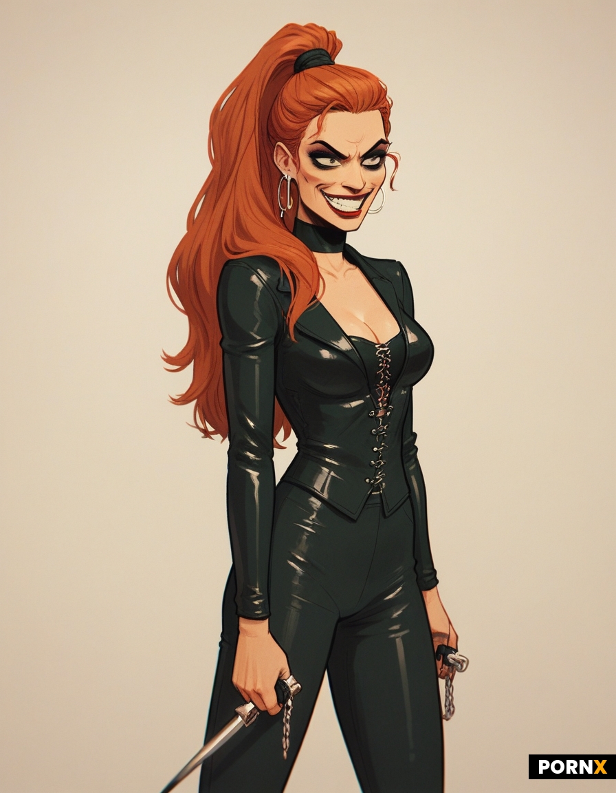 Dominatrix woman with agressive