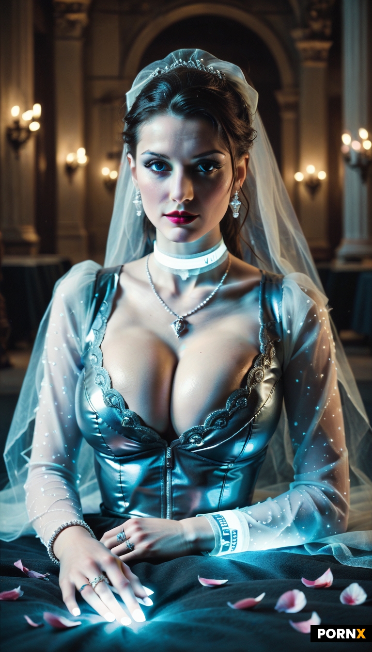 opulent cyberpunk wedding ceremony in a retro‑futuristic cathedral