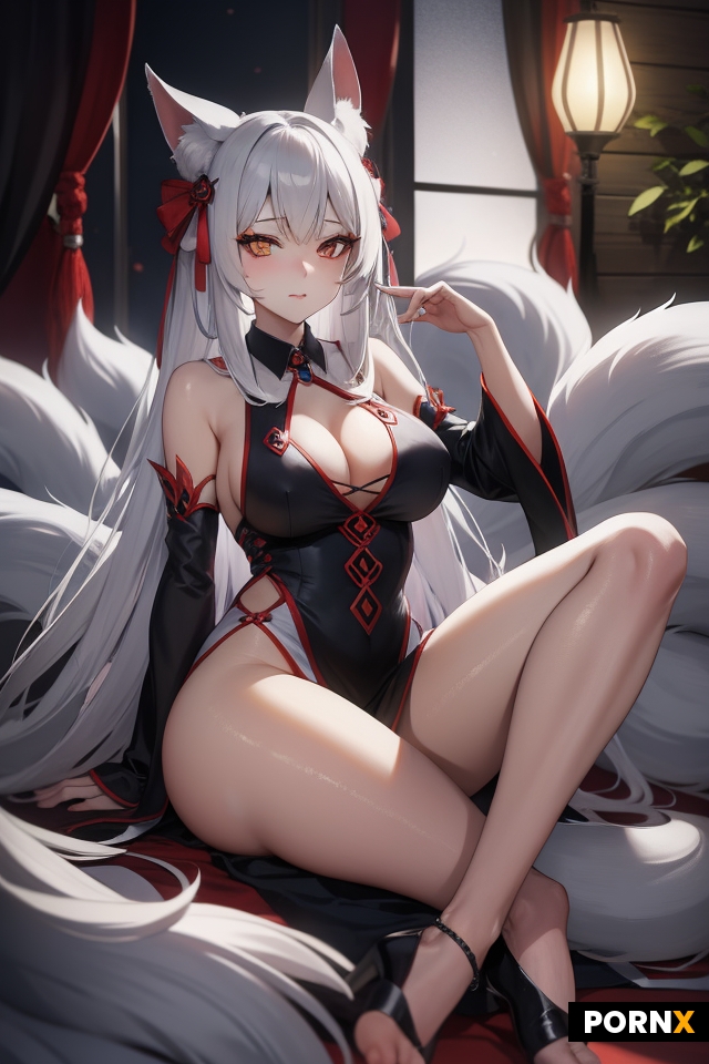 Mystical nine tailed fox woman