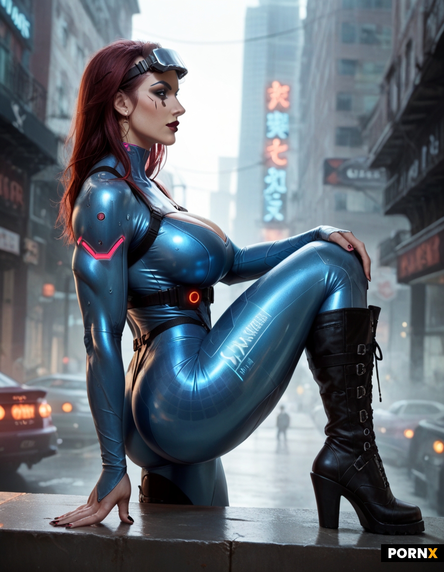 sexy female cyberpunk neon lights futuristic holographic bodysuit