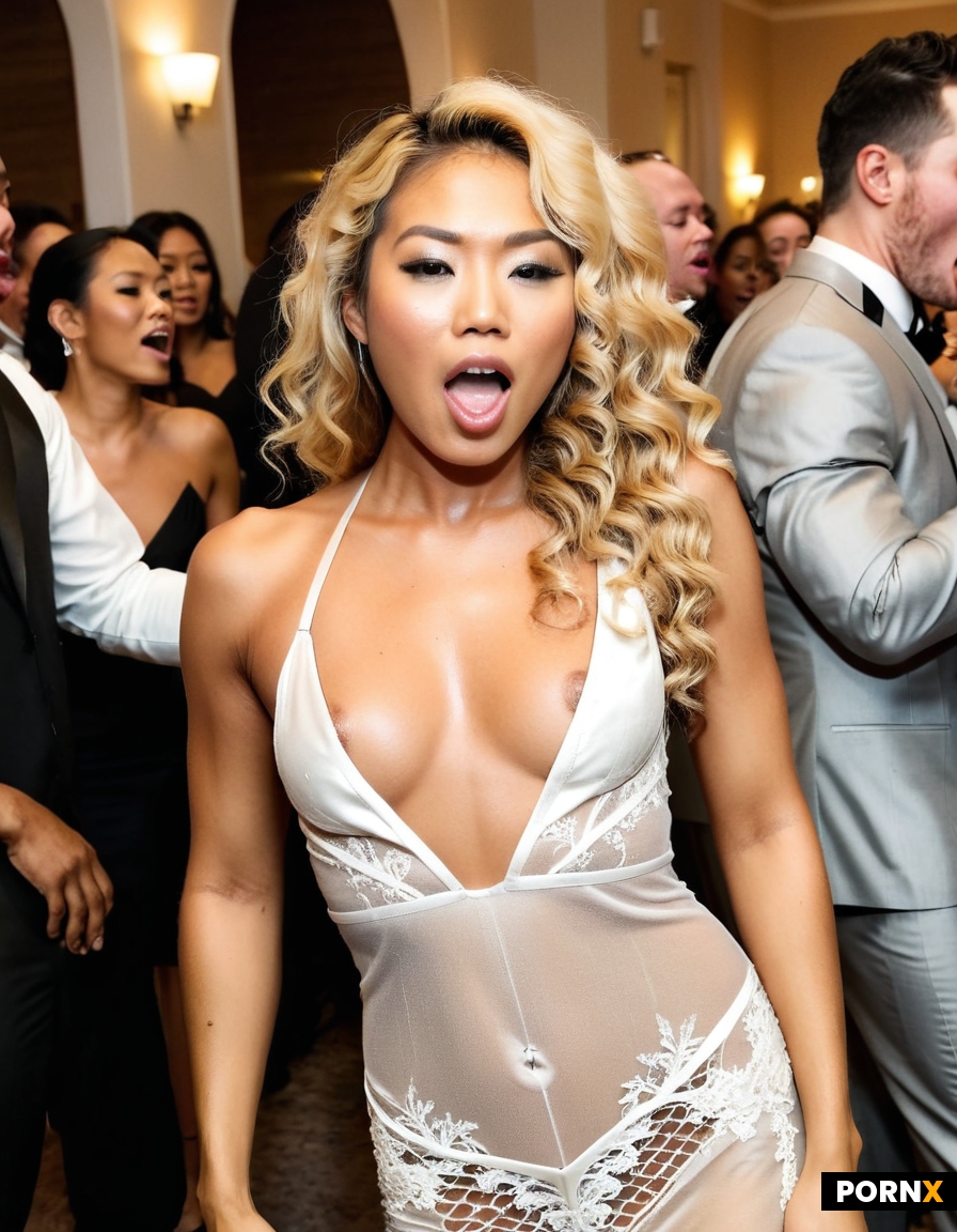 24 year old beautiful asian woman with curly blonde hair