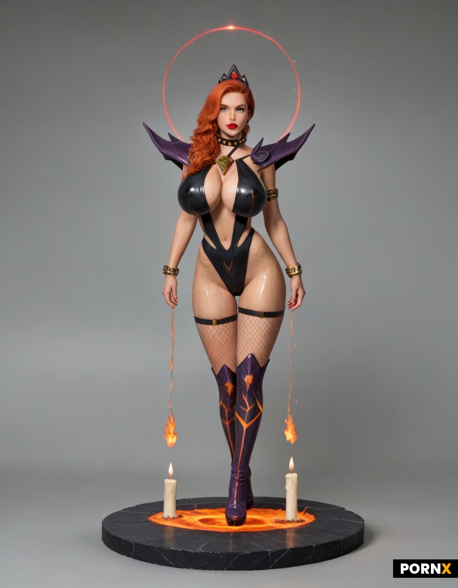 Dynamic overdramatic maniacal futuristic comic siren supervillain succubus seductress diva