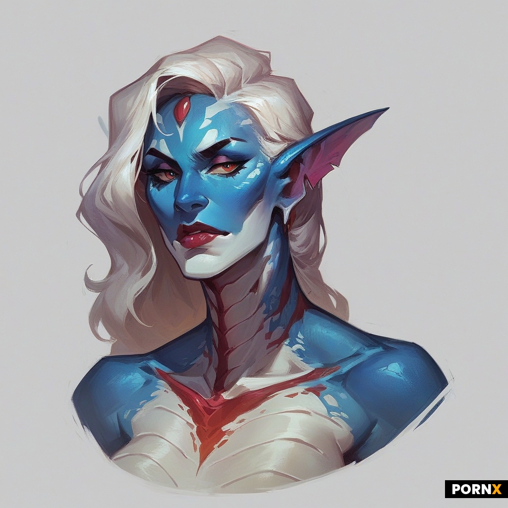 concept-art oil-painterly + white alien skin + white hair + white background + naked + fish-scales