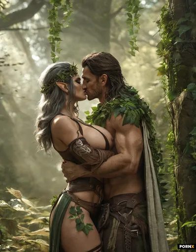 A couple kissing