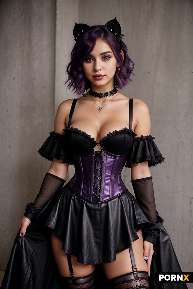 A Latina Gothic woman with small breasts