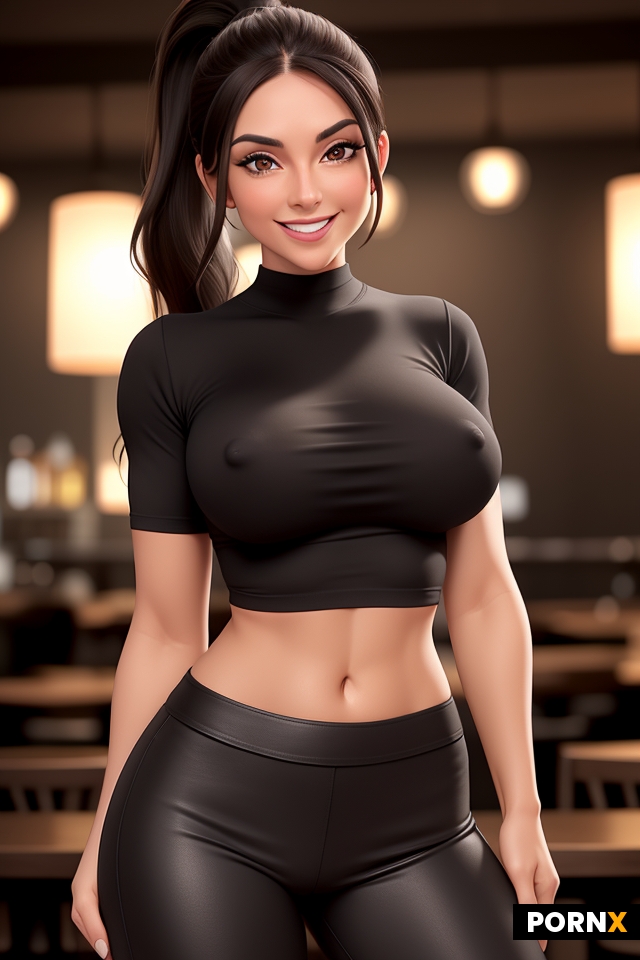 30 year old fit brunette waitress