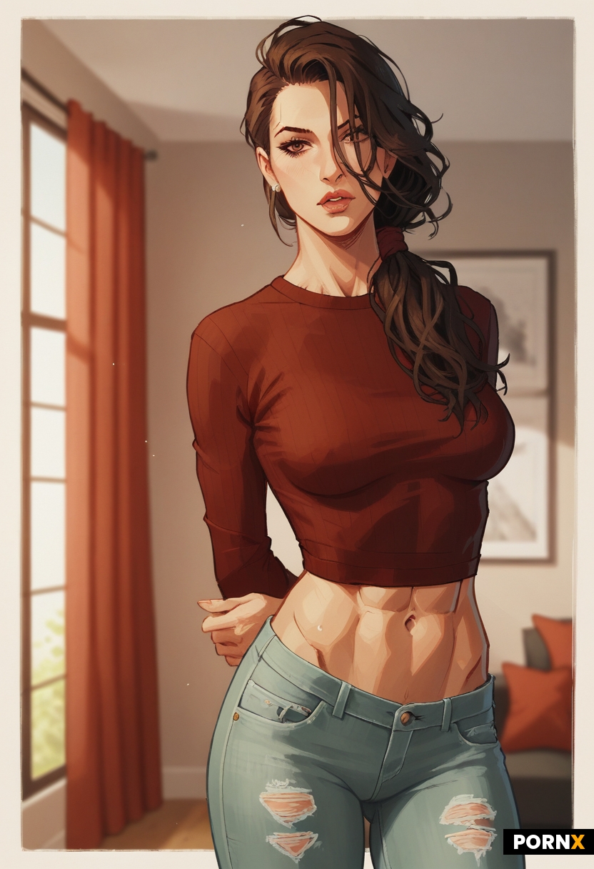 In the process of removing her top
