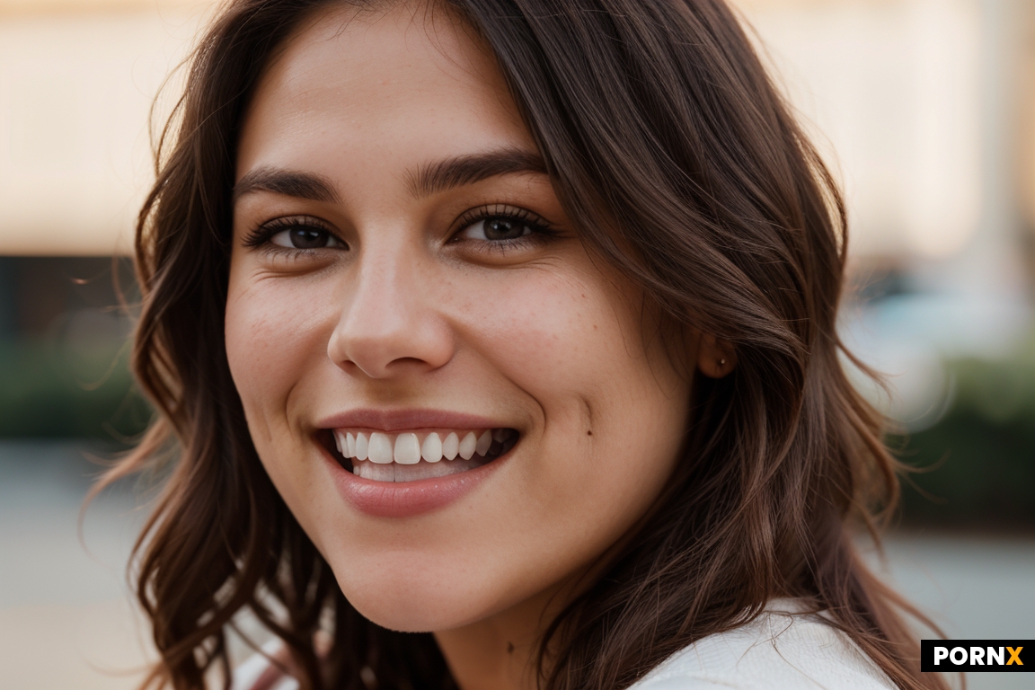 Extreme close-up of a beautiful American woman's face