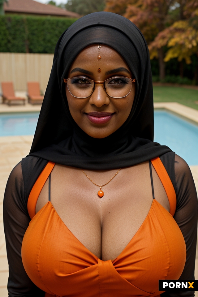 orange hijab woman