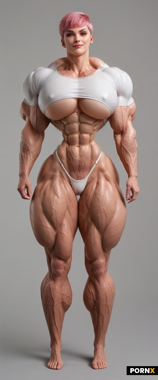 Solo photo of a ripped female bodybuilder