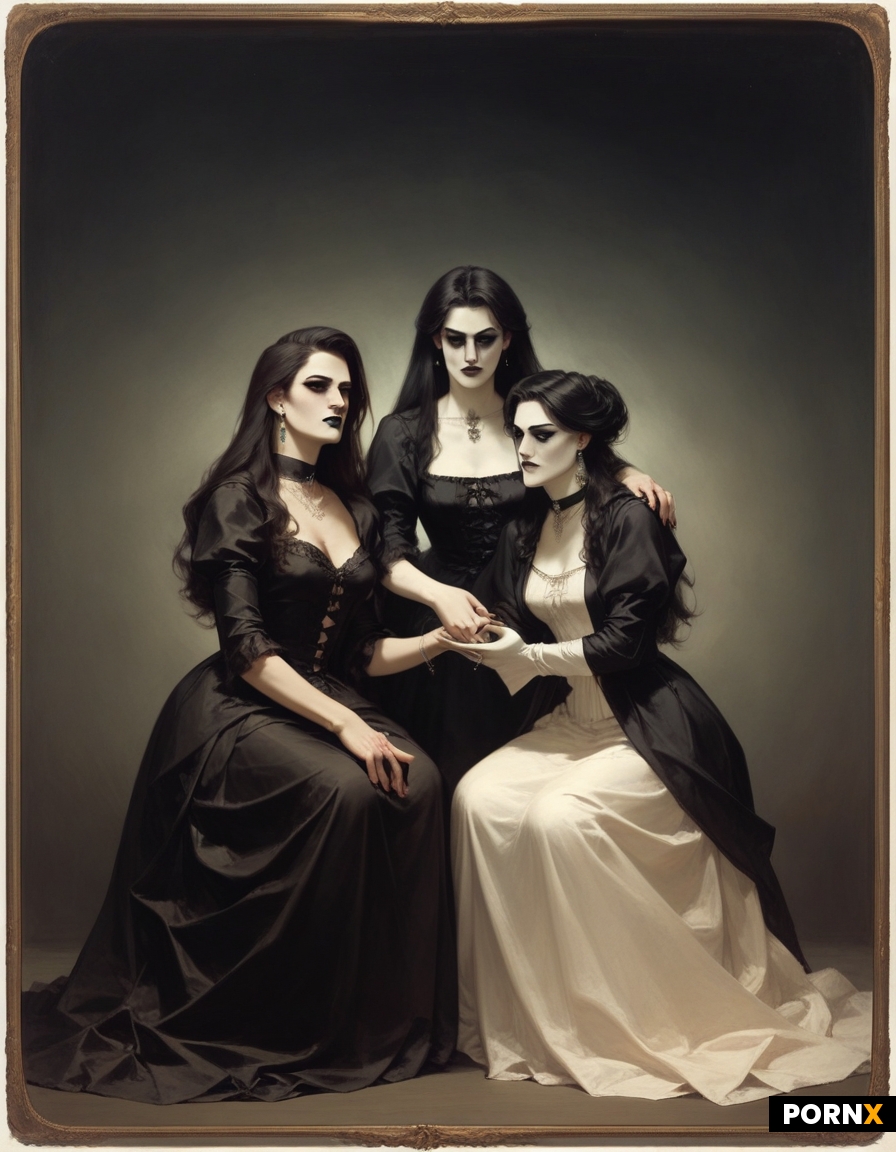 Three female vampires sitting next to each other