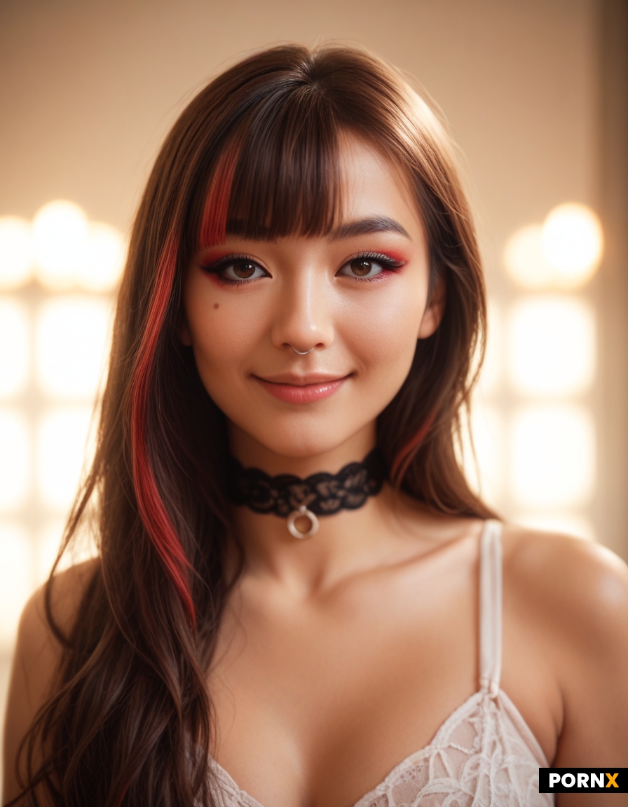 A photorealistic portrait of an attractive East Asian woman with a soft