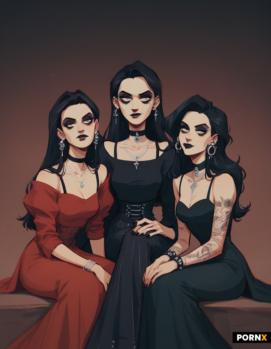 Three female vampires sitting next to each other
