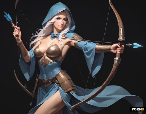 A woman long white hair