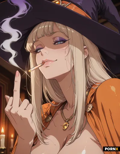 Close-up portrait of a 20-year-old light-blonde Caucasian witch named HANNA