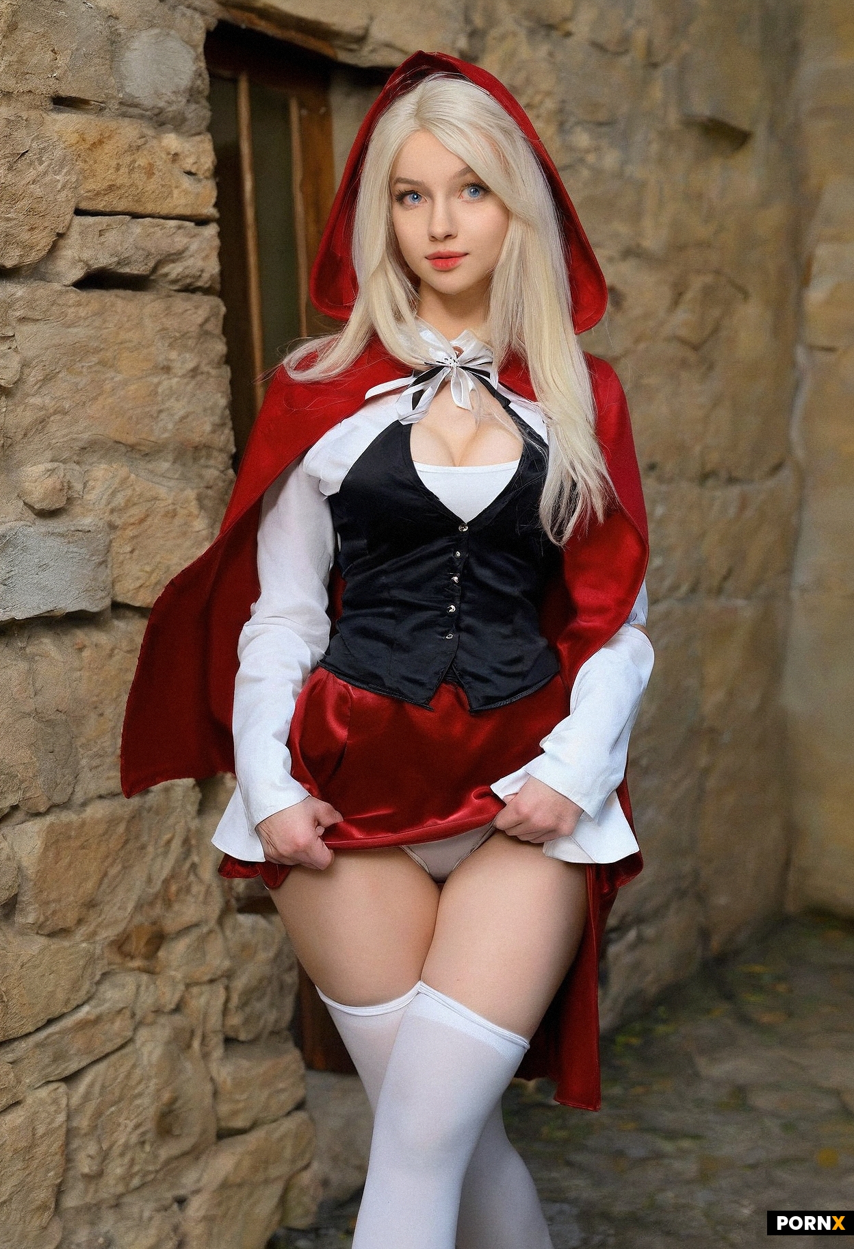 A beautiful 25 year old woman with blonde hair and blue eyes