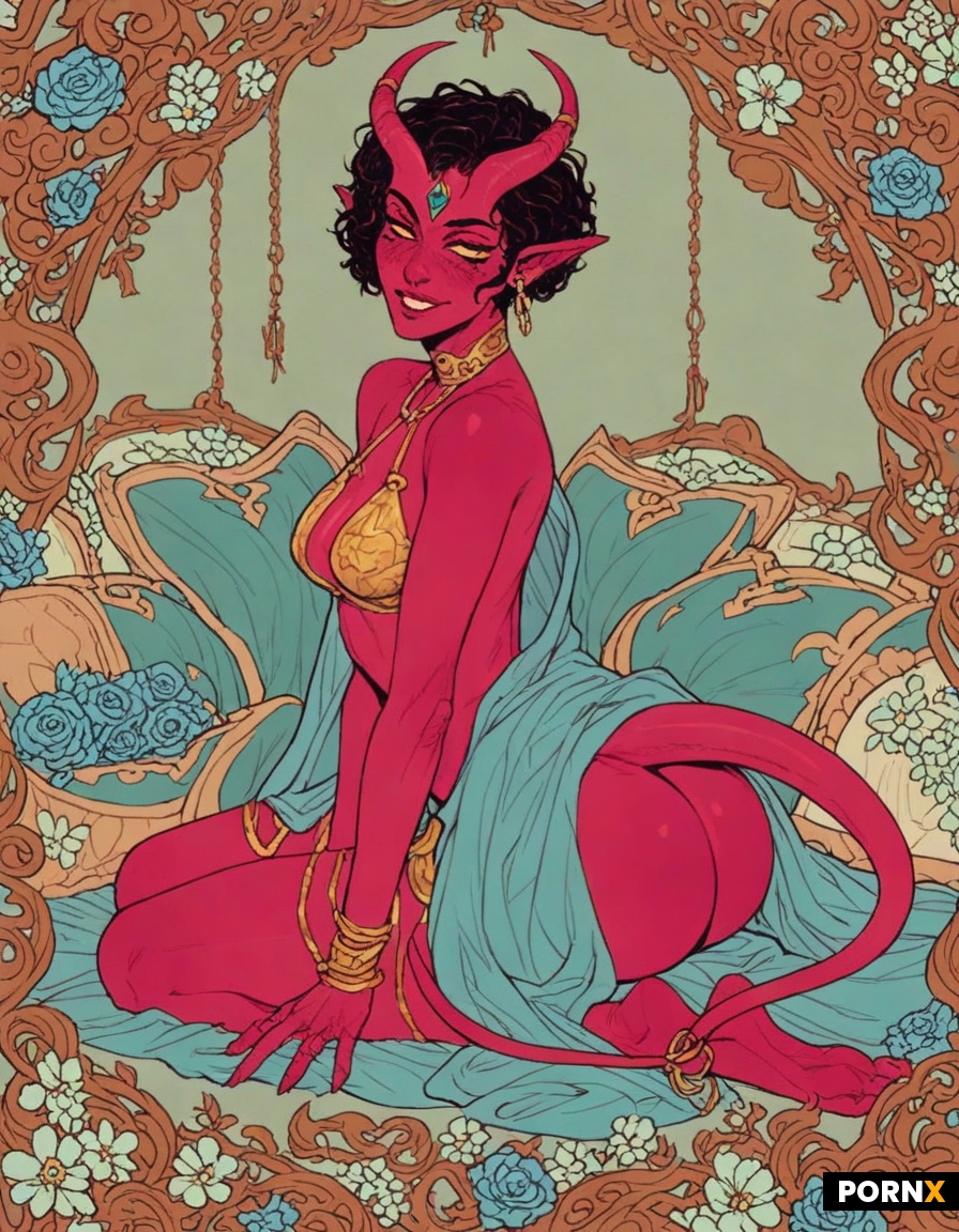 beautiful two horned alien adult woman