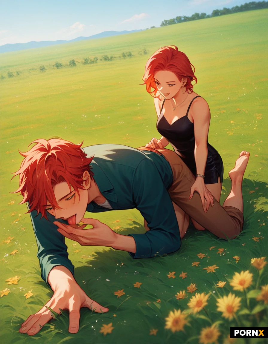 High definition, anime
Femdom scene,woman bending over,man kneeling, man licking woman,
Field, daylight, detailed background, shonen anime style
<lora:man:1.0>,man, (shortstack man:1.3), red hair,(twink),(slim:1.2),cute face,
<lora:woman:1.0>, woman dominatrix,green skinned,