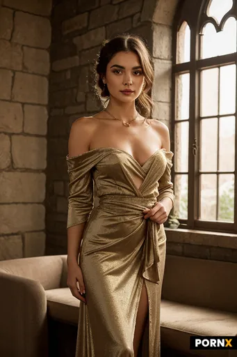21 years old woman standing gracefully in a warmly lit
