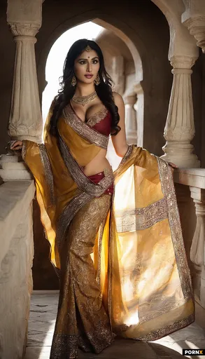 A voluptuous Indian woman in her late twenties with deep caramel skin