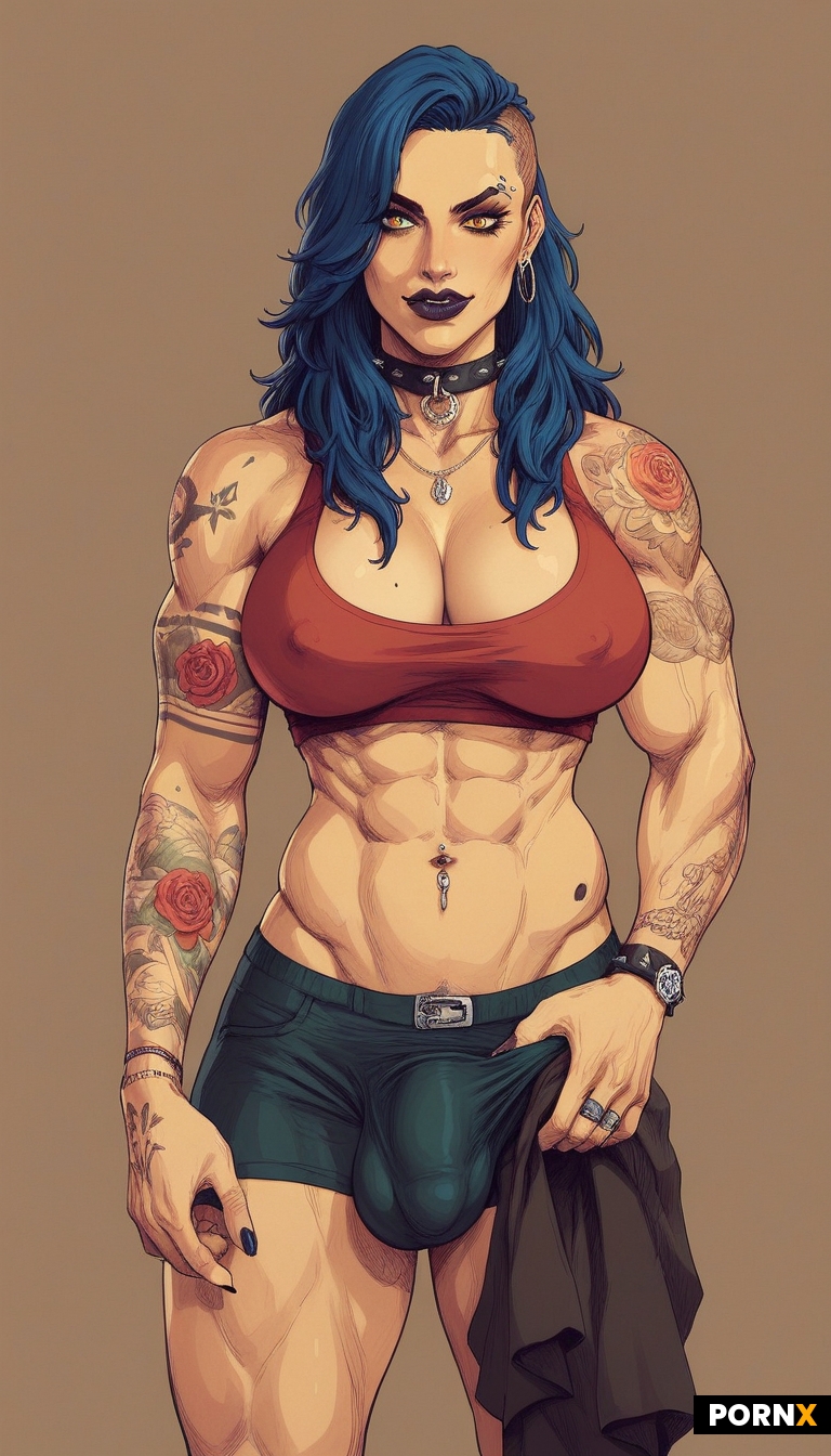 super sexy hot seductive super alpha dominant tattooed boss fitness trainer futanari with enormous m