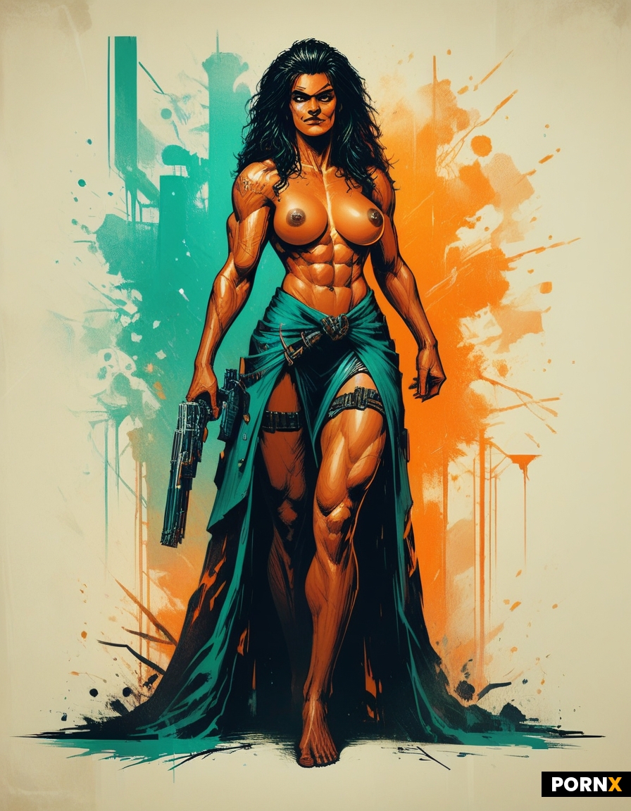 A dynamic full-length of a dark-haired Persian woman