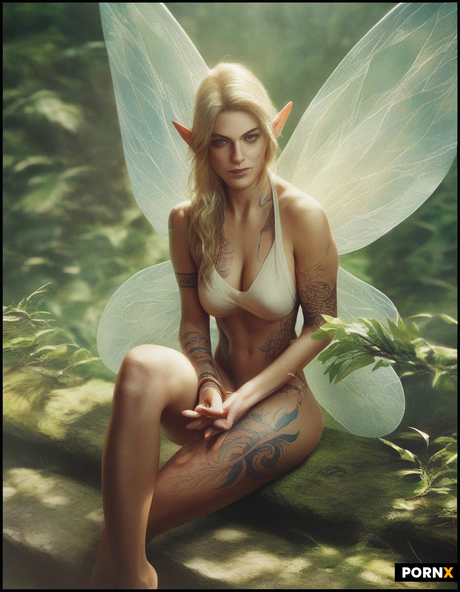 A 6-inch-tall pixie sitting in the palm of a large human hand
