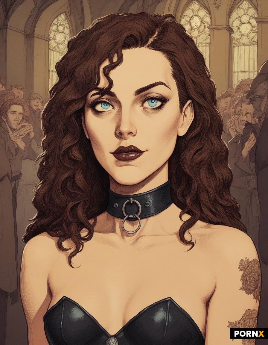 Gothic woman is handcuffed and gives a blowjob