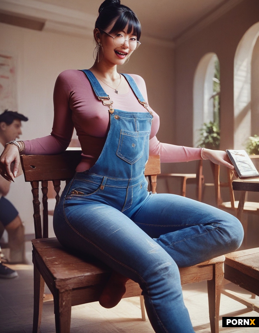 Extremely nerdy tan asian korean dork female