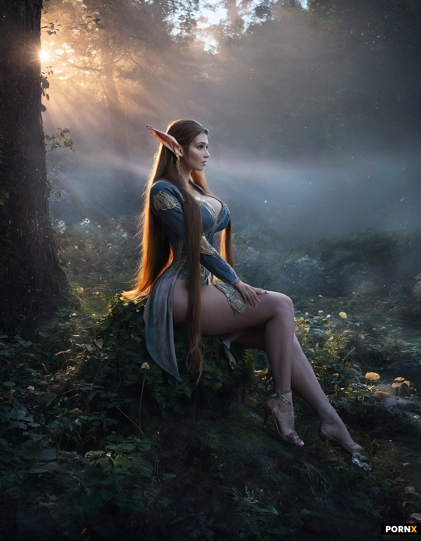 sexy female elven blonde hair very long pointed ears