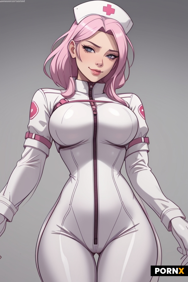 white latex nurse smirking looking down at you with tits unzipped