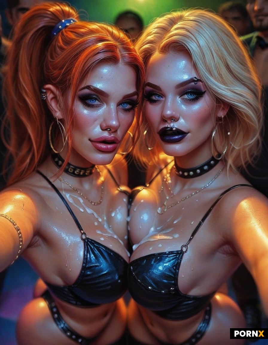 Two adorable female ravers giving intense handjob/assjob to strangers