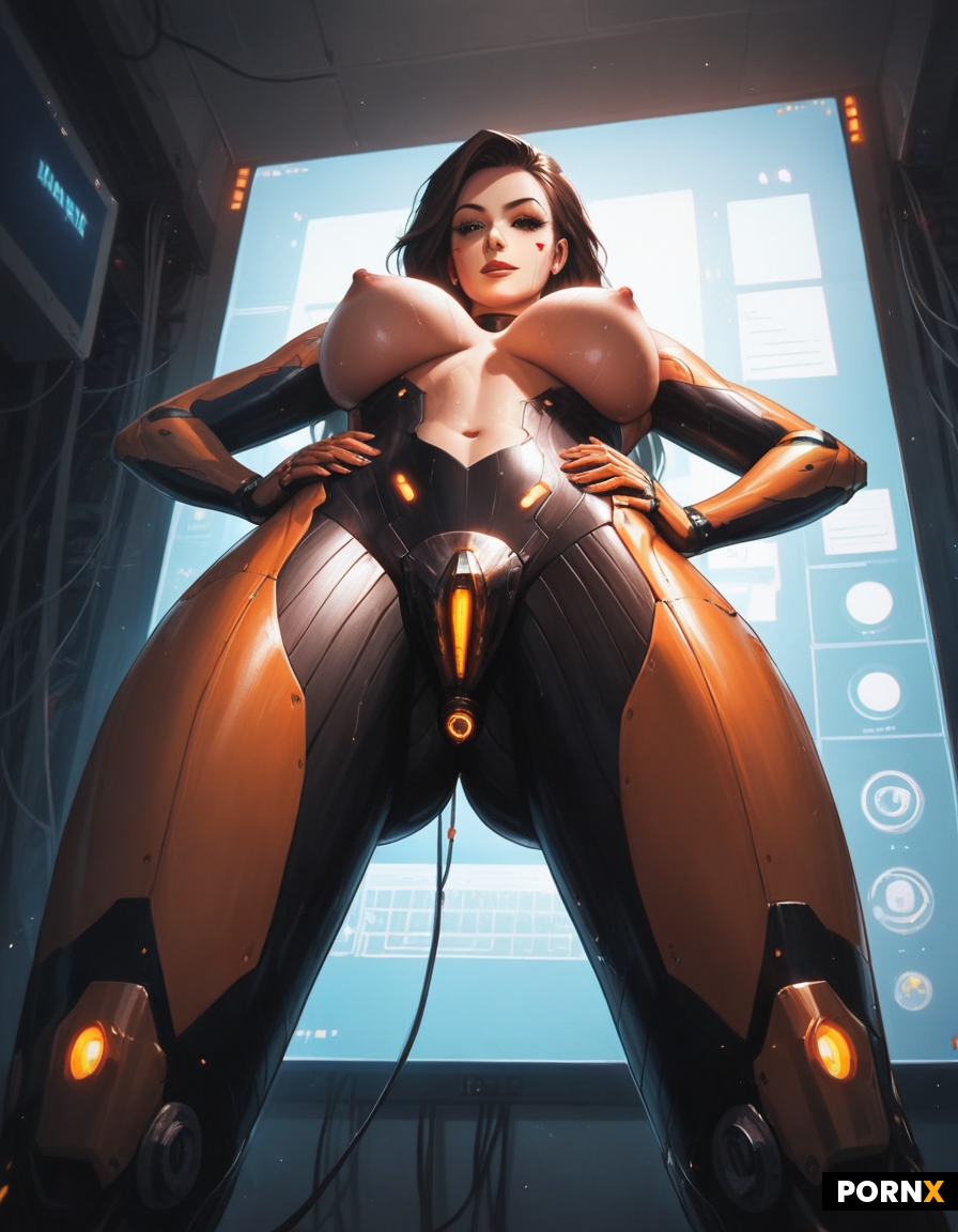 pretty cyber robot  woman