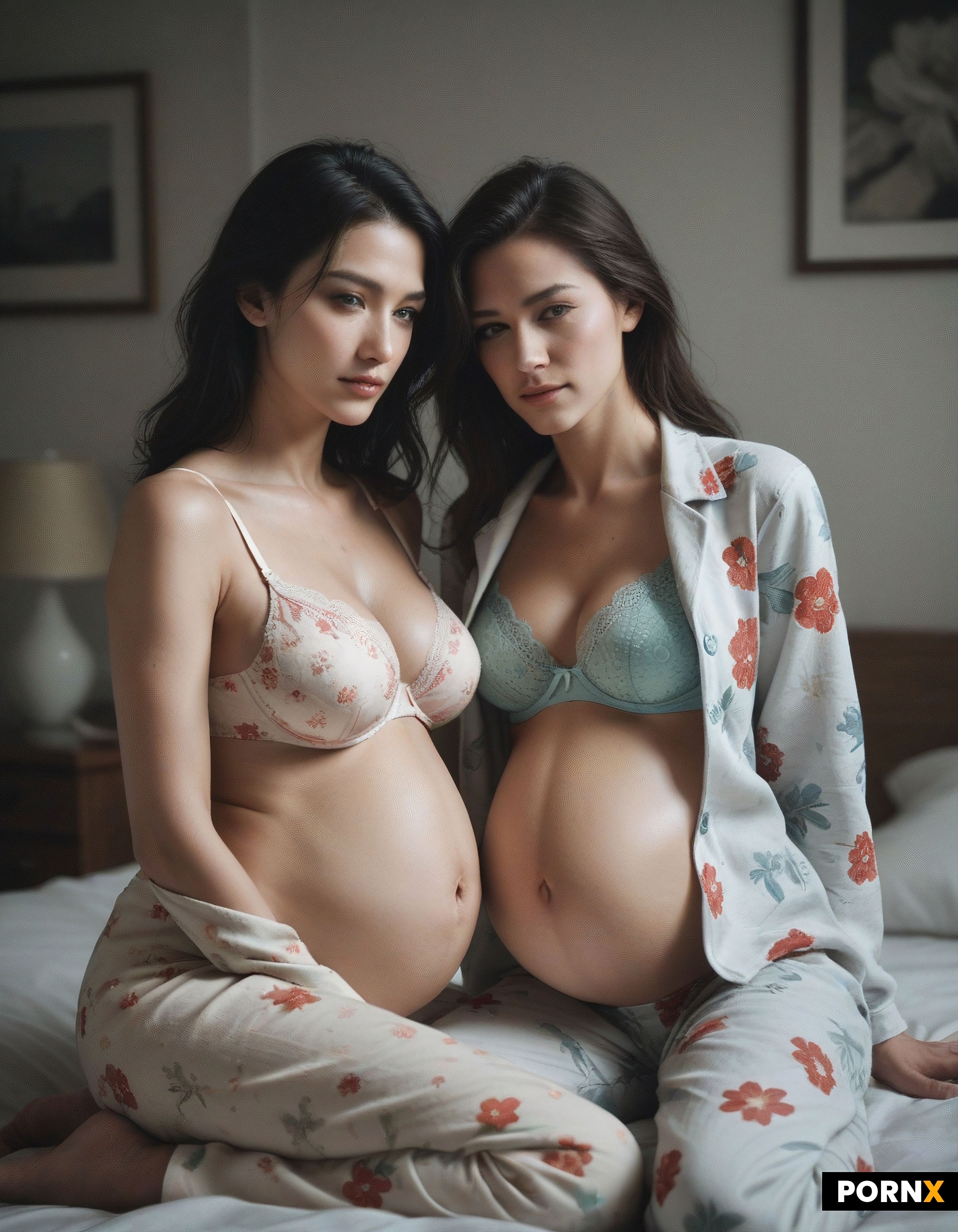 One man and two pregnant Women