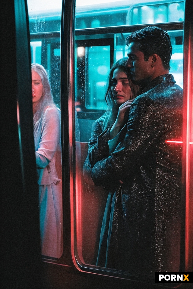A crowded bus at night