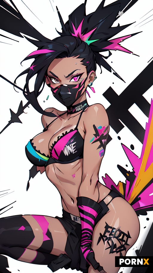 High-end streetwear design for topless lingerie featuring vibrant graffiti energy with luxury precis