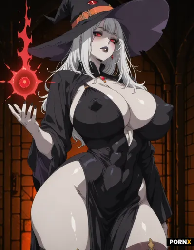 A sexy witch with long