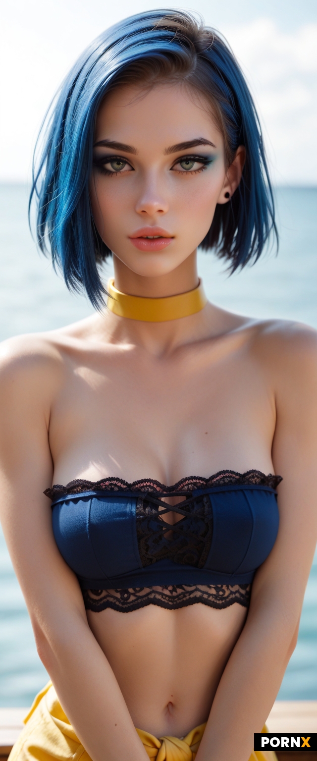 Seductive cute blue goth girlfriend