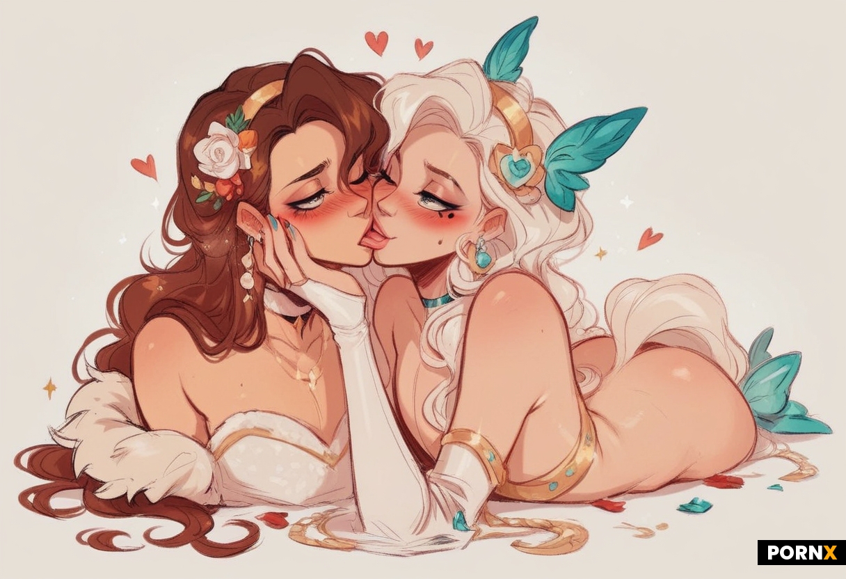 gay porn scene starring two slutty femboys flirtatiously kissing while they rub their cocks together
