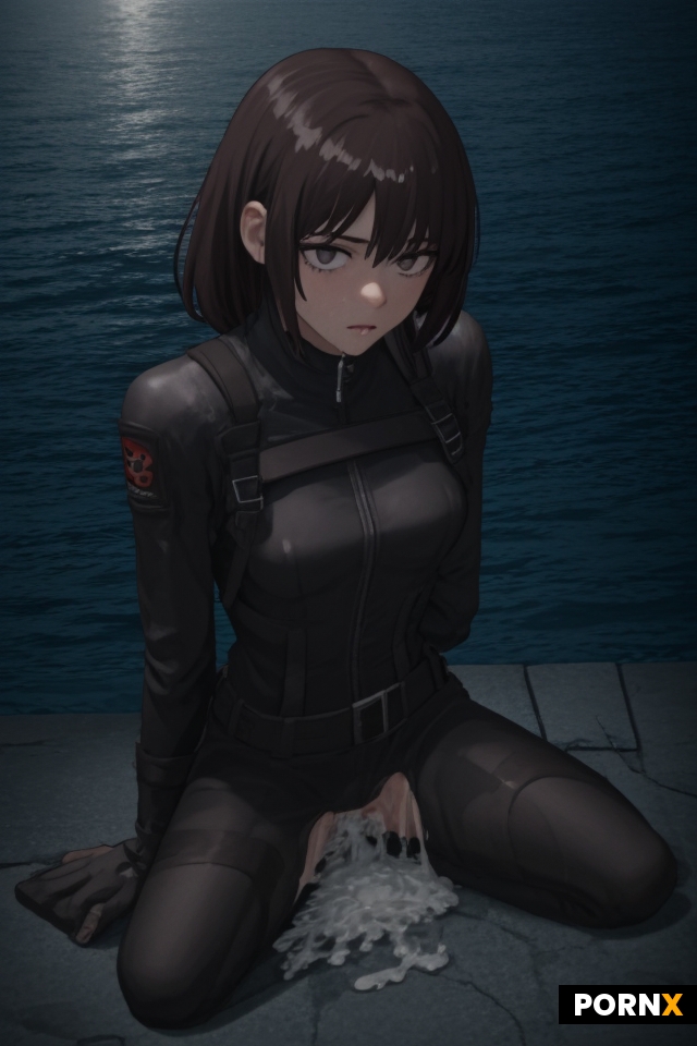 brunette female soldier doing a blow job