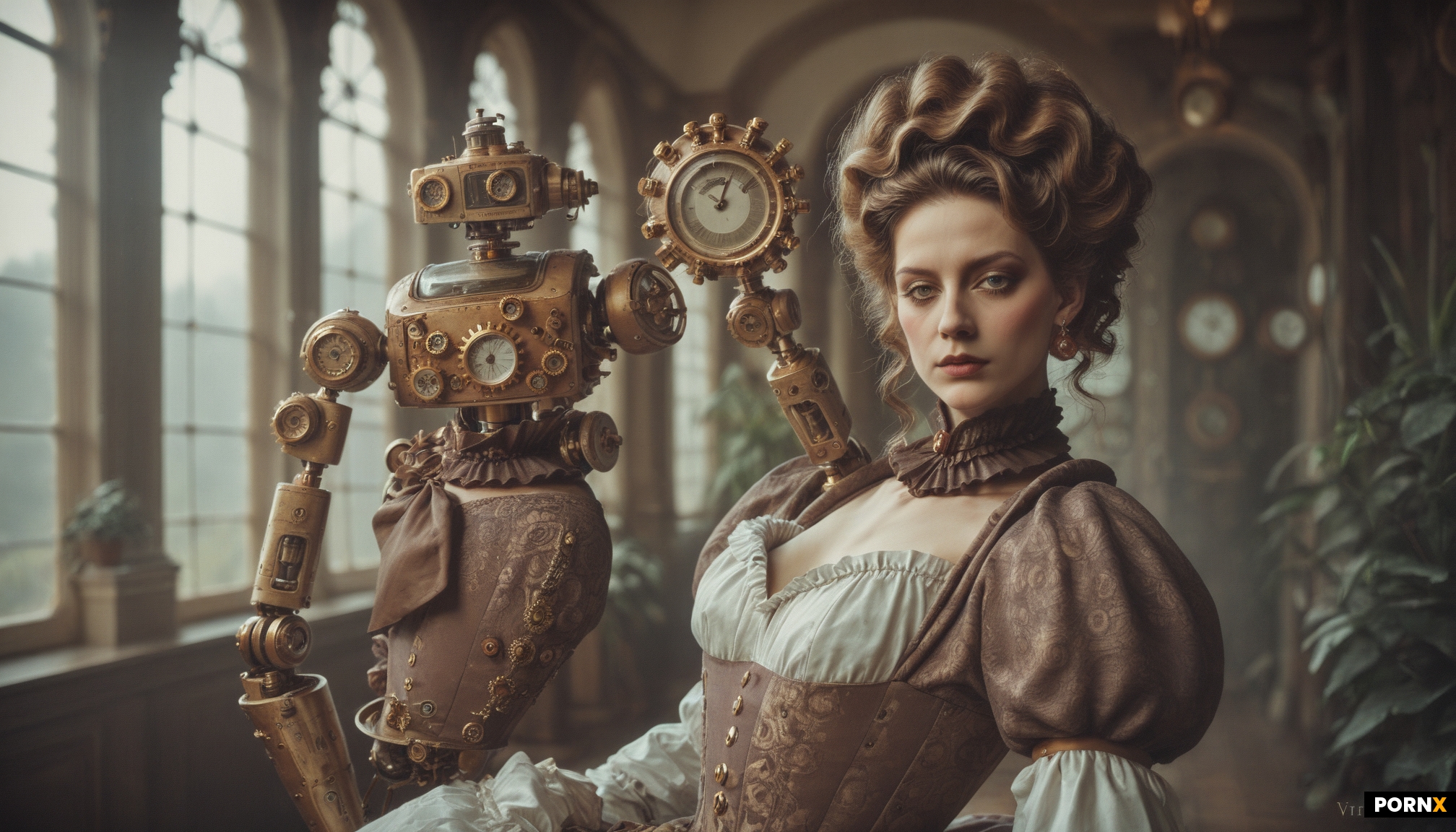 Victorian style steampunk robot