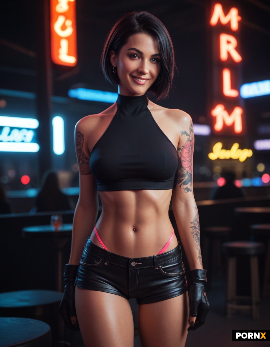 A woman with short