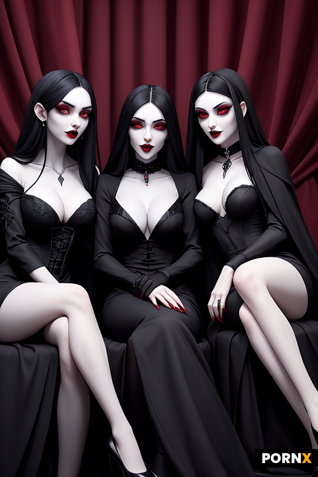 Three female vampires sitting next to each other