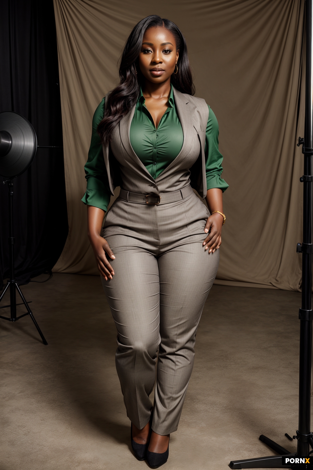 a high-quality full body studio portrait photograph of a beautiful African woman