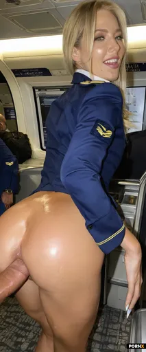 A very attractive female flight attendant