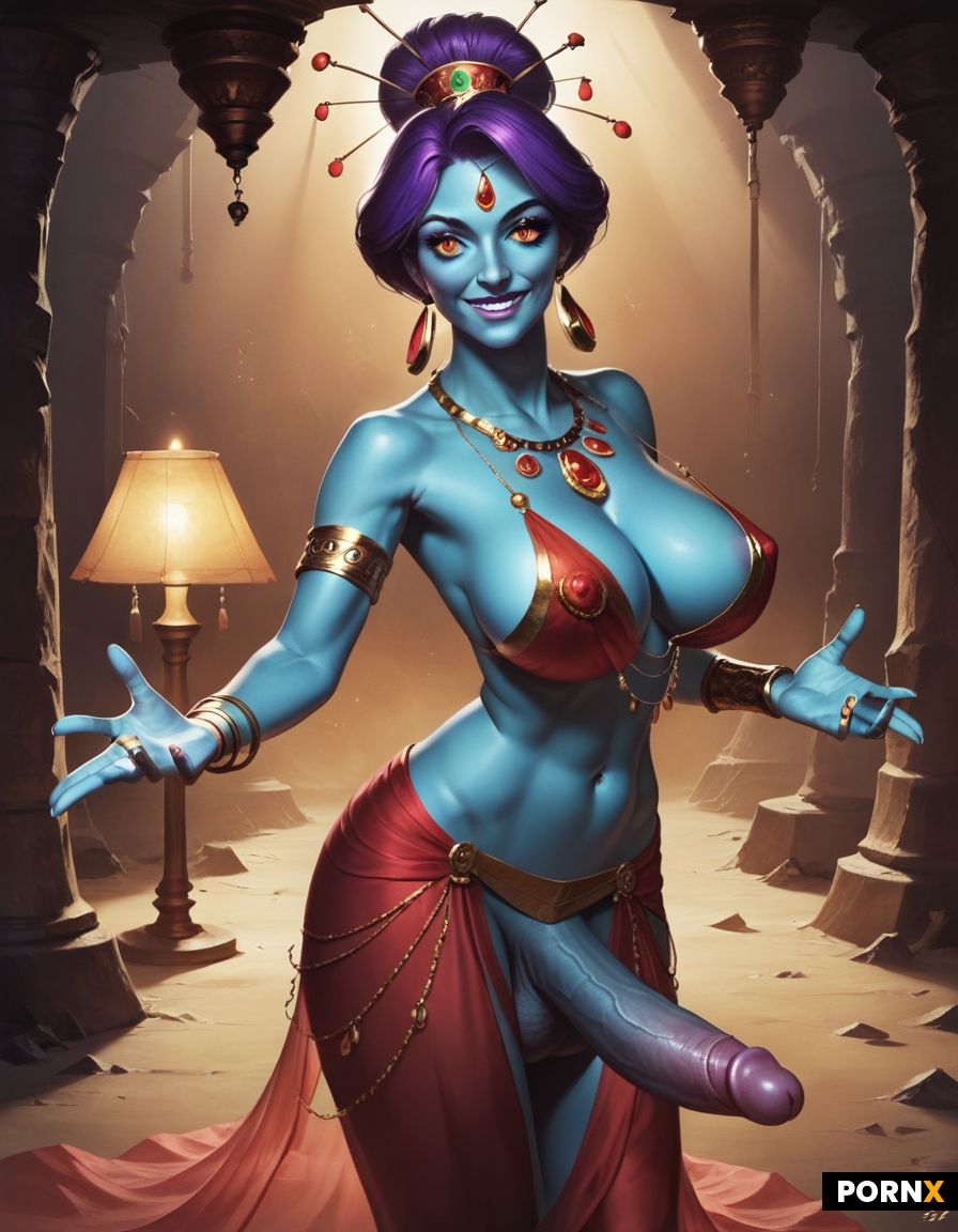 beautiful and gorgeous futanari genie from the thousand and one nights