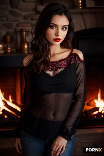 A captivating medium shot of a stunning woman with long