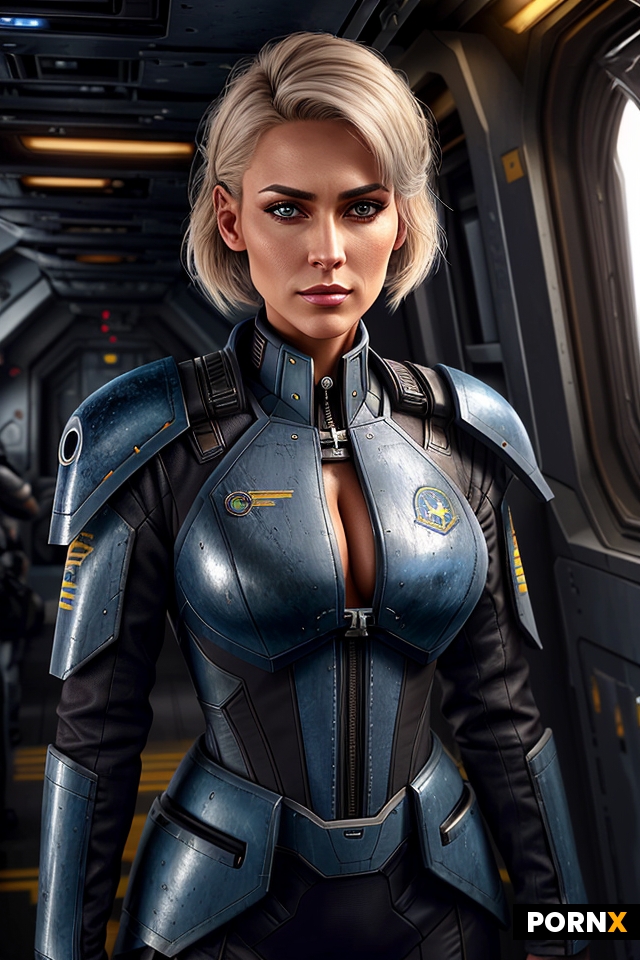 A highly detailed and realistic digital painting of a fierce female Battletech aerospace pilot in he