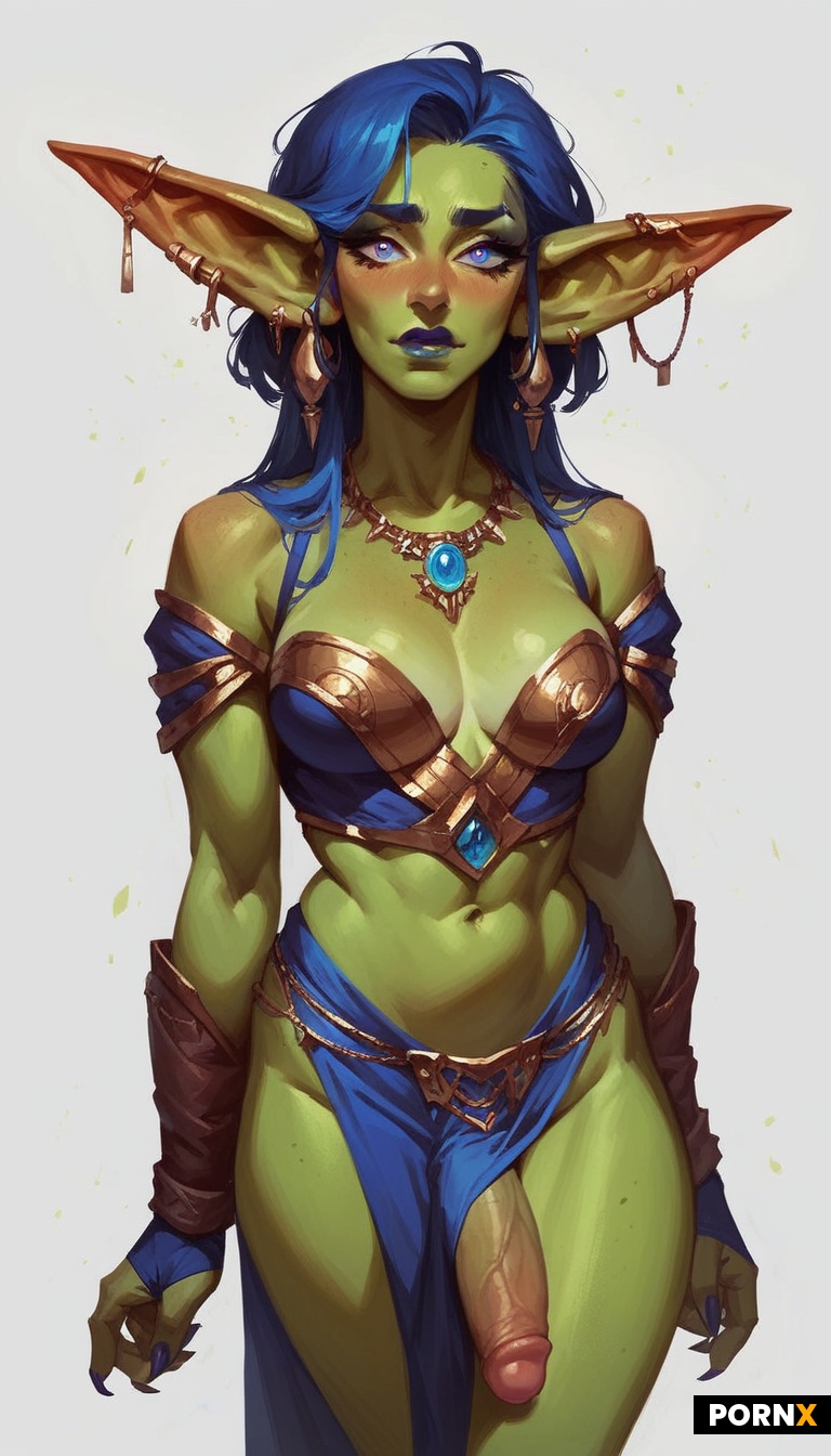 art painterly + goblin-gay femboy + big cute eyes + deep green skin + white background + shy face + 