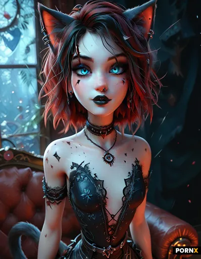 a hot slutty goth catgirl